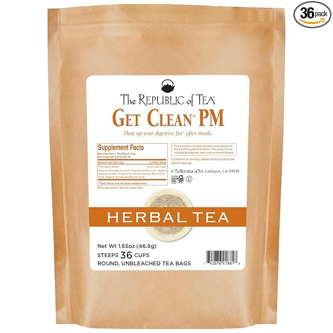 The Republic of Tea Be Well Teas, Get Clean PM Herbal Tea, Refill Pack of 36 Tea Bags