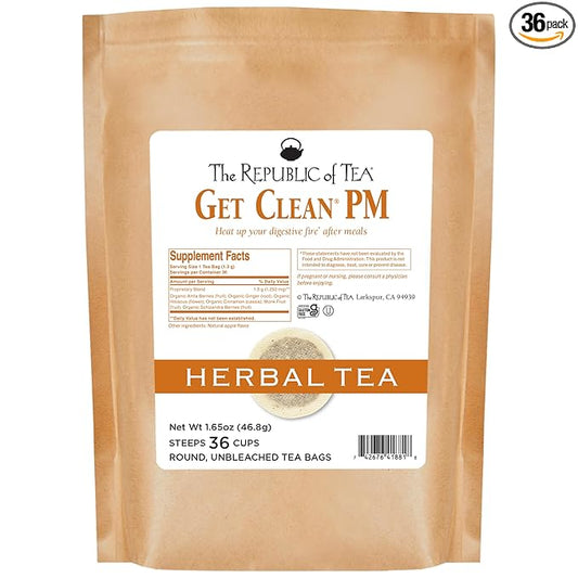 The Republic of Tea Be Well Teas, Get Clean PM Herbal Tea, Refill Pack of 36 Tea Bags