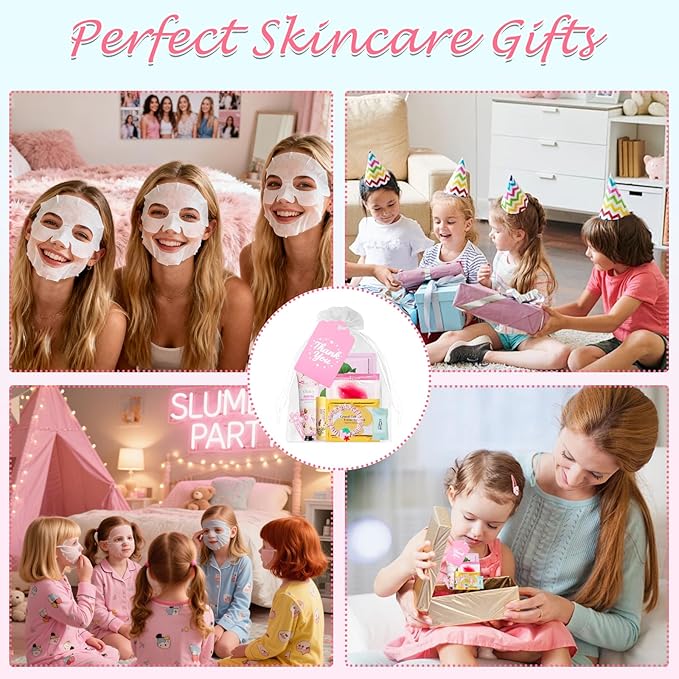 100PCS Spa Party Supplies for Girls,Bachelorette Spa Party Favors Gifts for Teen Girls, Face Masks Skincare,Hand Cream,Lip Balm,Eye Patches,Lip Mask and Hair Band,Spa Birthday Sleepover Party Supplies