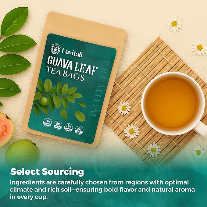 Lavitali, Guava Leaves Tea Bags | 120 bags, 100% Pure Herbal Tea | Caffeine-Free, No Sugar, Eco-Friendly Filter Bags | Daily Natural Botanical, Hot or Iced Herbal Infusion