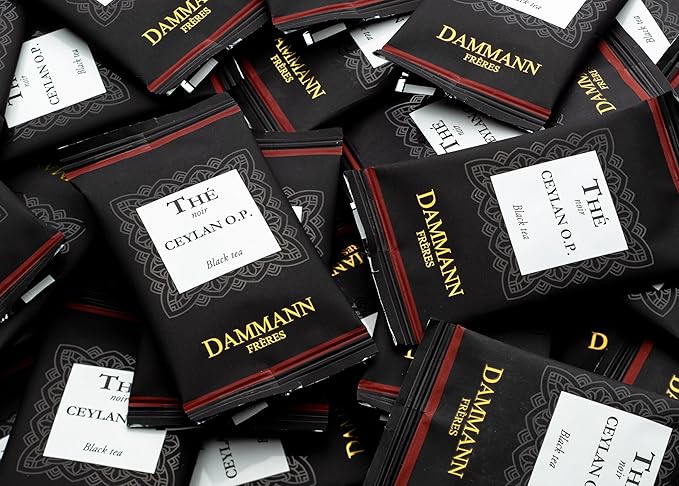 Dammann Freres Satchets, Ceylan O.P. Tea Bags, Premium Gourmet French Black Tea, Individually Wrapped, 24 Count (Single Pack)