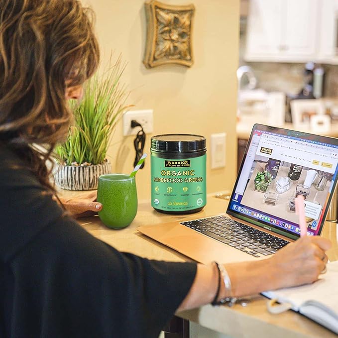 Certified Organic Greens Powder - 30 Servings - Green Superfood Powder, Energy Boost Detox Drink, Fruit and Vegetable Powder, Apple Cider Vinegar, Green Tea Extract