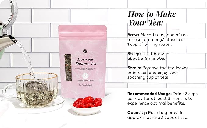 Remedy & Restore Herbal Tea for Hormone Balance - Natural Menstrual Cycle Support, Spearmint Flavor, Loose Leaves, 1 Count