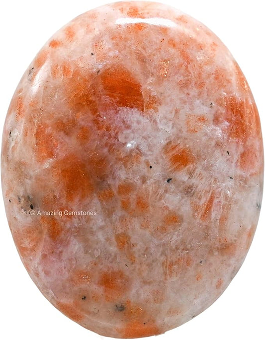 Amazing Gemstone Sunstone Crystals and Healing Stones - Large Palm Stone Crystals Piedra - Crystal for Good Luck, Positive Energy, Meditation - Unique Stocking Stuffers and Birthday Gifts for Women