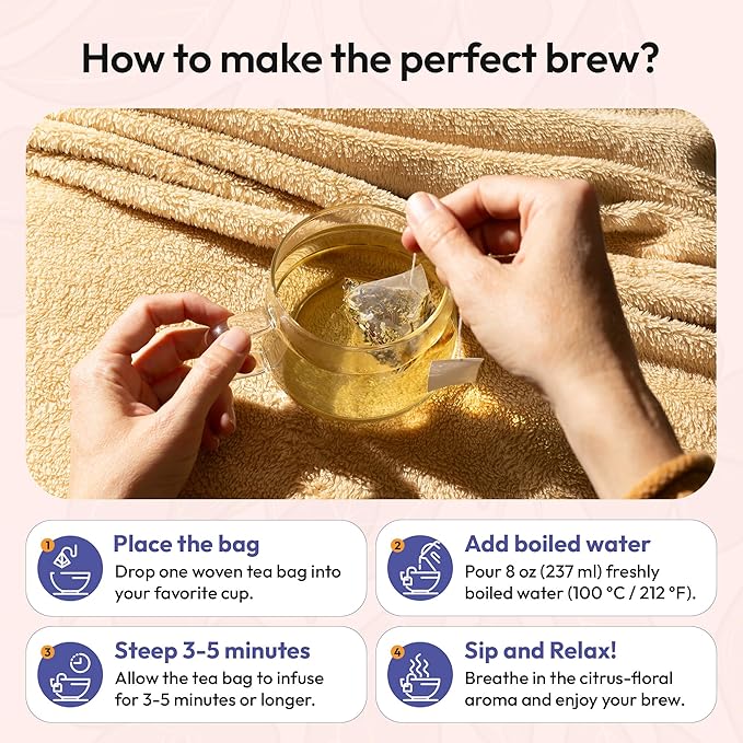 Chamomile Tea with Hibiscus, Peppermint, Spearmint, Rosehip, Valerian Root, Lemongrass, Cornflowers – Kosher, Vegan, No Caffeine – Calming Mint-Citrus Evening Herbal Drink for Relaxation (25 Tea Bags)