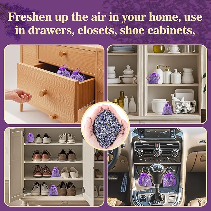 12.5OZ Sukh Lavender Dried Buds - Sachets for Drawers and Closets, Flowers Sachet Bags With Fresh Scents for Party, Birthday, Bridal Shower Bulk