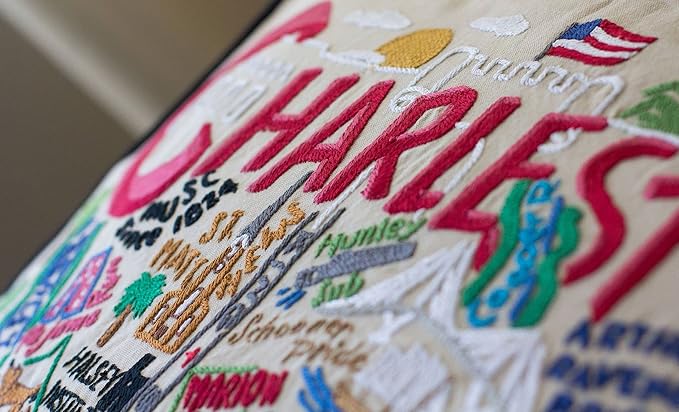 Catstudio Charleston Embroidered Decorative Throw Pillow