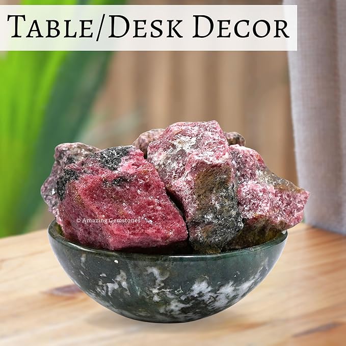 Amazing Gemstone 2 Pieces Rhodonite Raw Crystals and Healing Stones, Natural Rocks for Tumbling and DIY Raw Stones and Crystals