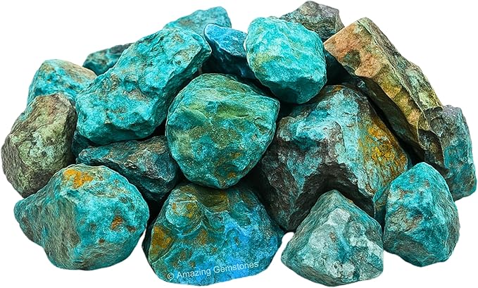 Amazing Gemstone Chrysocolla Shattuckite Raw Crystals and Healing Stones, Natural Rocks for Tumbling - DIY Raw Stones and Crystals, 2 Pieces