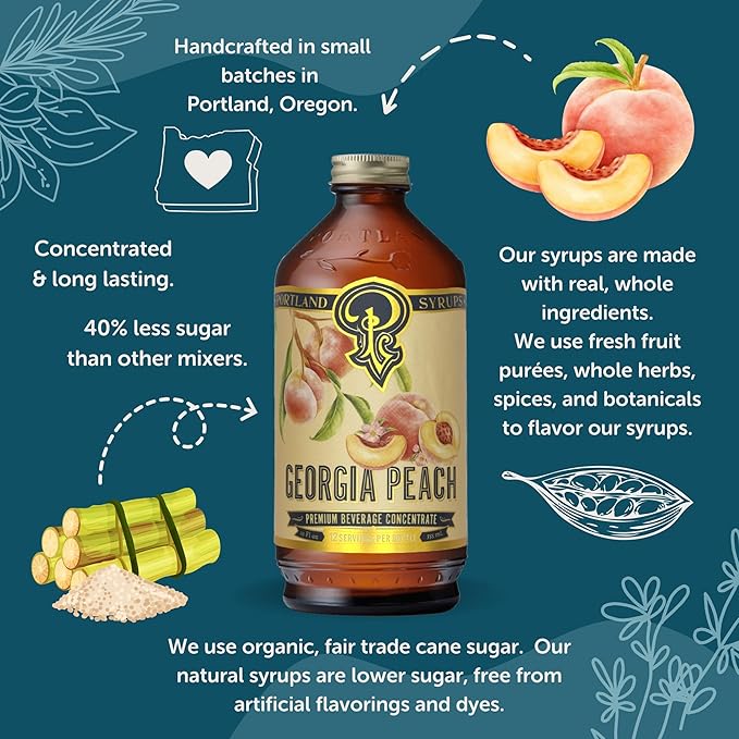 Georgia Peach – Sweet, Juicy Peach Flavoring for Coffee, Teas, Smoothies, Cocktails, & Desserts – Perfect for Adding a Touch of Southern Delight to Any Beverage – 12 oz, 24 servings (Pack of 1)