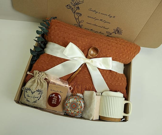 Get Well Soon Gift Baskets for Women - Caramel Color Scheme Self Care - After Surgery, Sympathy Gifts for Loss of Loved One, Thinking of You/Grief/Bereavement/Miscarriage Gifts for Women(Caramel)