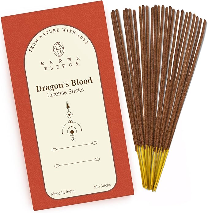 Dragons Blood Incense Sticks, Organic Hand Dipped 100 Sticks with Natural Herbs & Aromatic Ingredients, Burn Time 45 to 60 Minutes, Incense for Positivity, Yoga, Meditation, Relaxation, Spiritual Gift