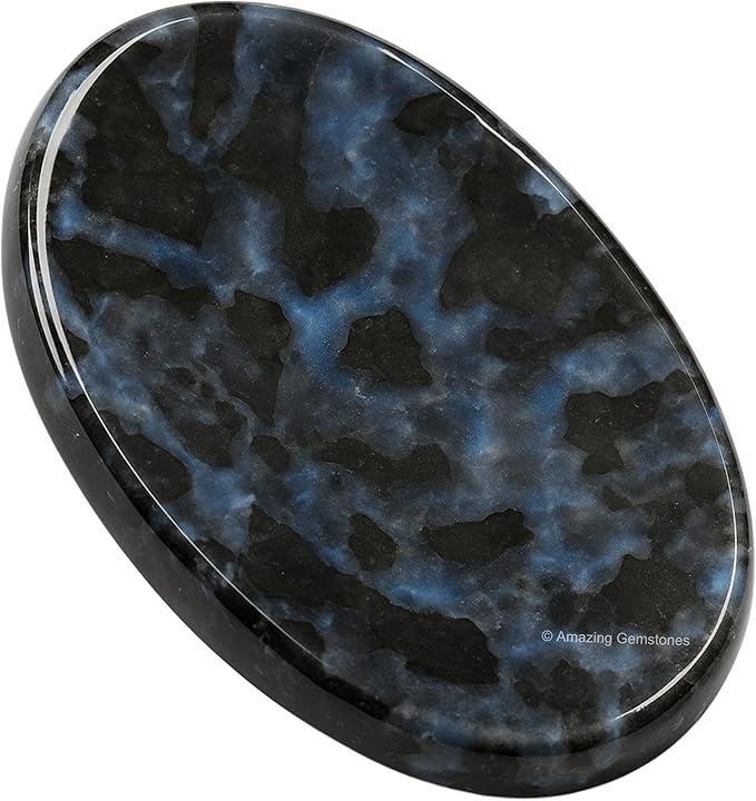 Amazing Gemstone Indigo Gabbro Worry Stone Crystals and Healing Stones - Stones for Stress Relief - Piedra Crystal Fidget for Meditation, Relaxation - Unique Stocking Stuffers and Birthday Gift