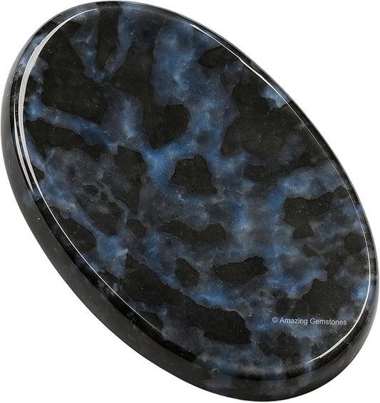 Amazing Gemstone Indigo Gabbro Worry Stone Crystals and Healing Stones - Stones for Stress Relief - Piedra Crystal Fidget for Meditation, Relaxation - Unique Stocking Stuffers and Birthday Gift