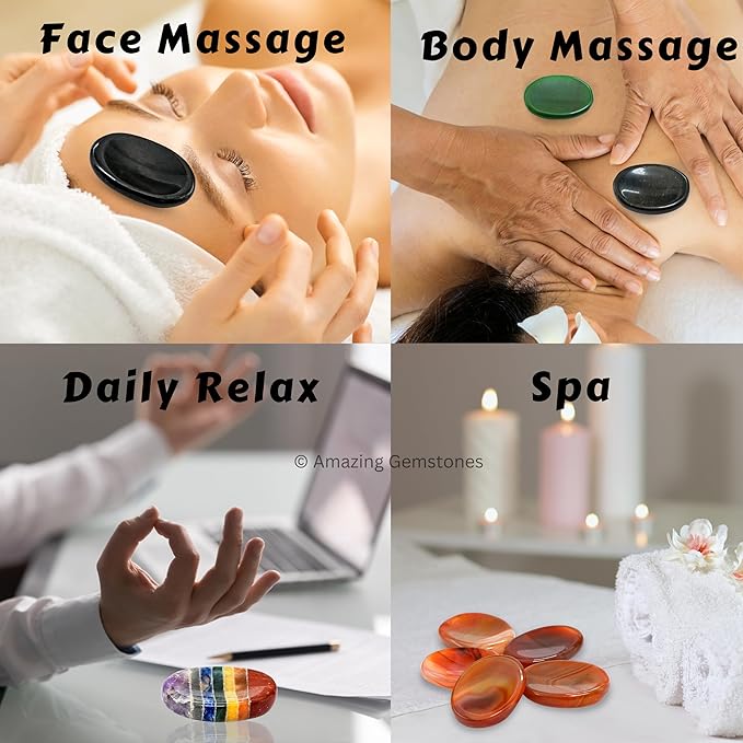 Amazing Gemstone Pack of 11 Worry Stones Bulk Set - Premium Wholesale Bulk Crystals Healing Stones for Anxiety, Stress, Calm Stripe Meditation