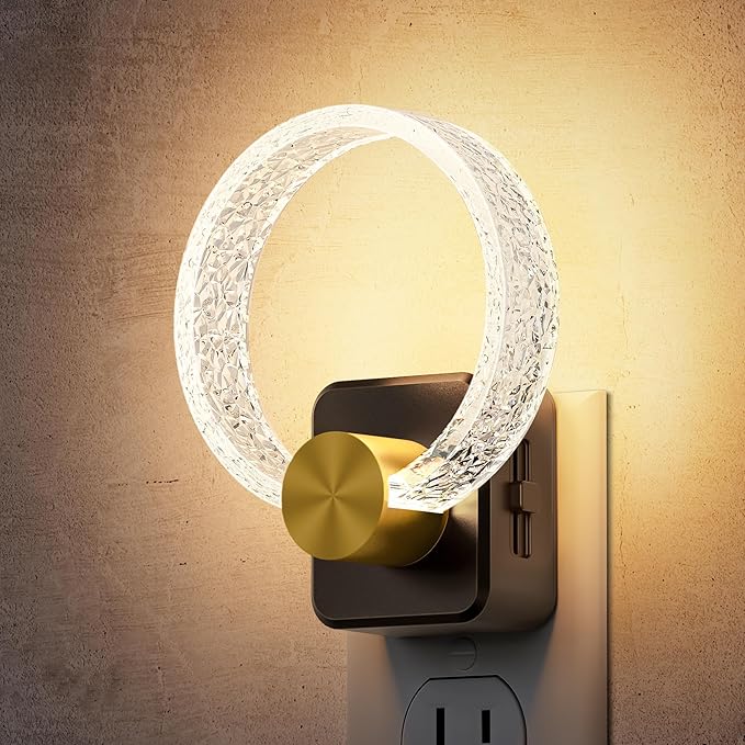 DORESshop LED Night Lights Plug Into Wall，Acrylic Decorative Night Light with Dusk-to-Dawn Sensor, Dimmable Nightlights, Adjustable Brightness for Bathroom, Hallway, Bedroom,Kids Room,Soft White