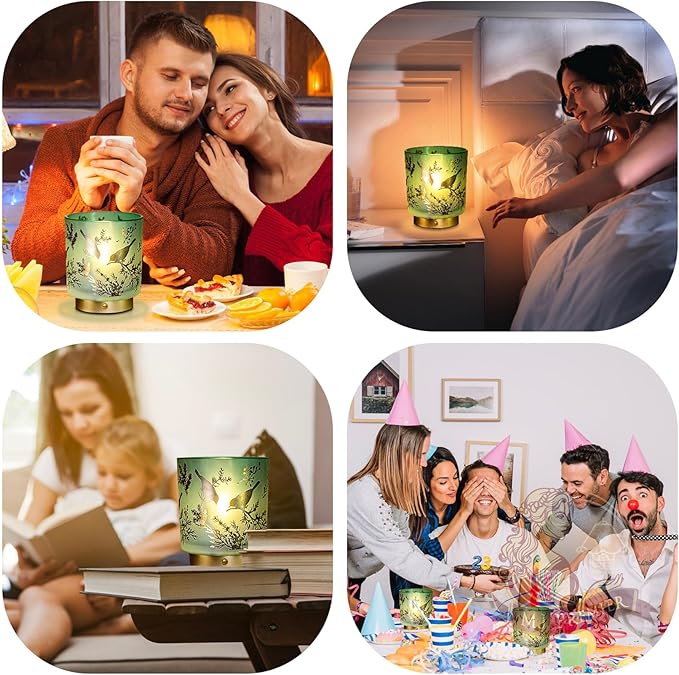 Cordless Rechargeable Table Lamp, Glass USB-C Decorative Small Accent Lamps for Entryway/Stairway/Bathroom/Corner, Touch Control Dimmable Battery Operated Lamp, Emergency Lamps for Power Outage