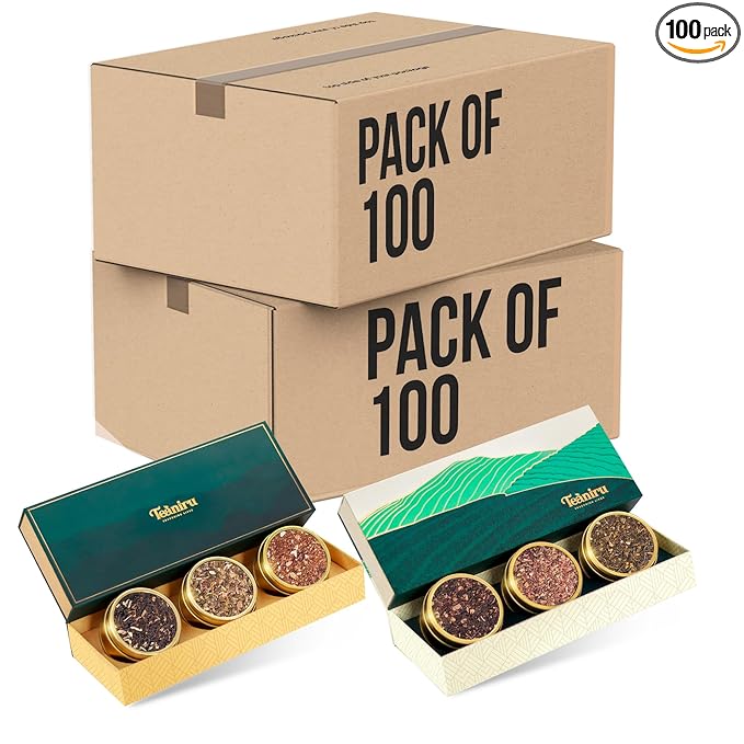 Teaniru, Gourmet Tea Collection – Pack of 100 | 6 Flavored Loose Leaf Tea Set | Gourmet Tea Gift Sets | Corporate Gifting & Bulk Gifts | Thanks Giving