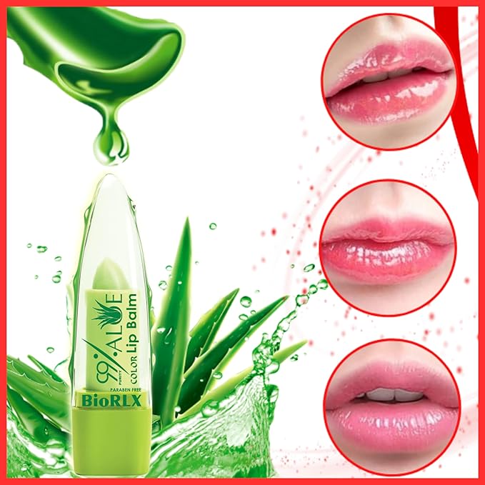 BioRLX 99% Purity Aloe Vera Lip Balm with Color(Tinted) (Twelve Lip Balms)