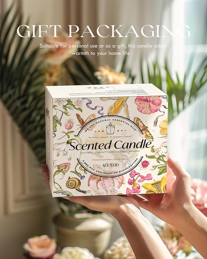 AOOVOO Scented Candles - 4PC Candle Set, 36 oz Soy Candles, Soy Candle for Home Scented, Lavender/Vanilla/Eucalyptus/Sage