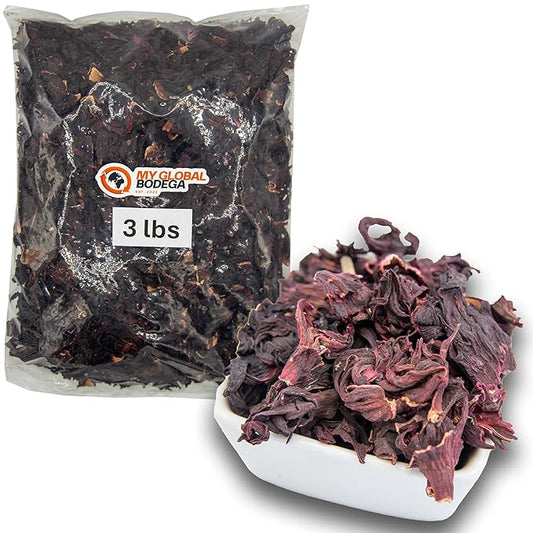 3 lbs Hibiscus Flowers - Flor de Jamaica Bag, Dried Hibiscus Flowers - Ideal for Juices, infusions and hibiscus flower teas - My Global Bodega Dried Hibiscus Bulk