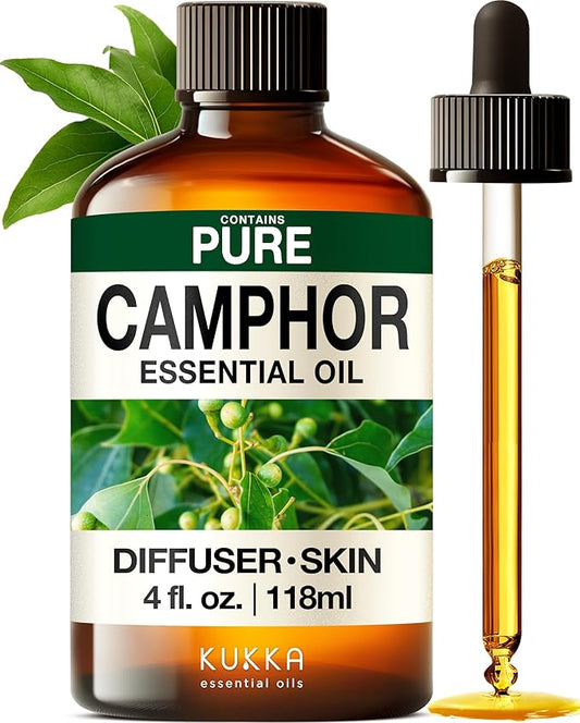 KUKKA Camphor Essential Oils - 4 Fl Oz - for Hair, Skin, Diffuser, Aromatherapy & DIY Soap Making Scent