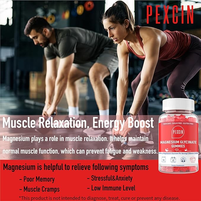 Magnesium Glycinate Gummies for Adults & Kids, 1000mg High Absorption Magnesium Complex Supplement, Sugar Free with Potassium,Vitamins for Calm, Sleep Supprt, Stress Relief, 180 Counts, Strawberry