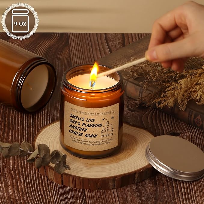 Funny Cruise Lover Travel Enthusiast Candle Gift for Women, Men - Bon Voyage Gift for Cruise Addict - Cruise Crew Appreciation, Birthday, Christmas, Retirement, Graduation Present