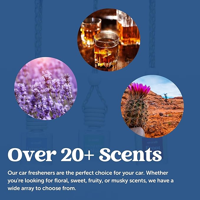 CANDECraftCo Car Air Hanging Fragrance Oil, Car Auto Freshener for Essential Oils, Scents Fragrance Aromatherapy Automobile Diffuser, Long Lasting (Cactus Bloom)