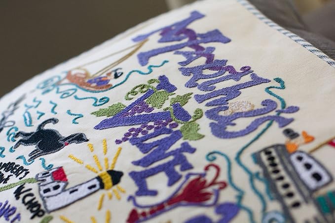 Catstudio Martha's Vineyard Embroidered Decorative Throw Pillow