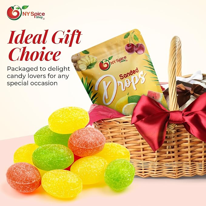 NY SPICE SHOP Mix Fruits Sanded Candy Drops - 1 Pound Old Fashioned Sanded Drops – Fresh Delicious Bulk Candy – Sanded Hard Candy – Tangy and Sweet Healthy Snacks