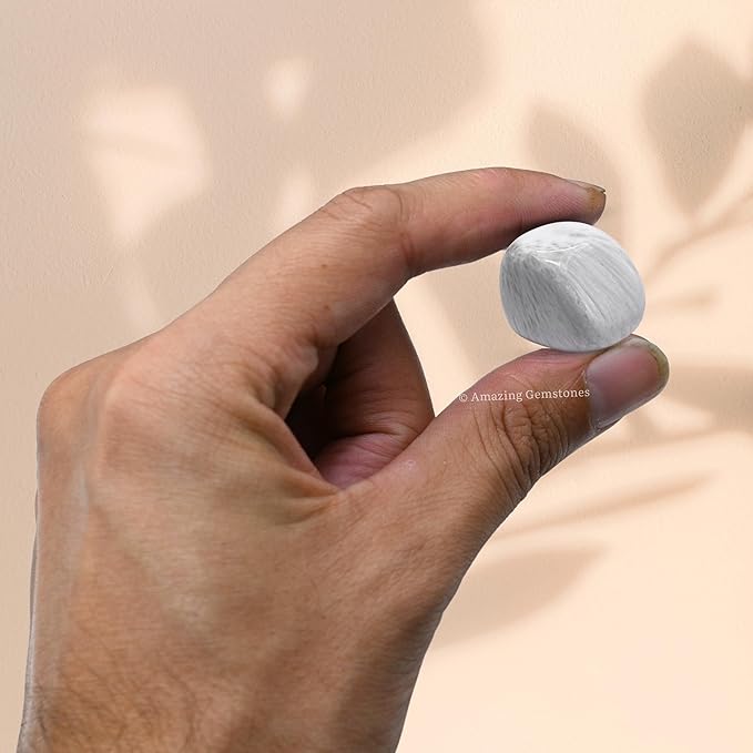 Amazing Gemstone Scolecite Crystals and Healing Stones Tumbled - 1 oz Scolecite Stone Gem Stones, Natural Healing Stones for Energy Balance, Stress Relief - Premium Polished Gems Rocks for Meditation