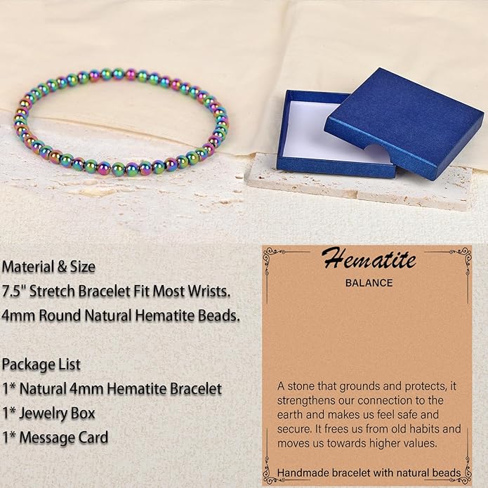 LPBeads Handmade Natural Gemstone Stretch Elastic Bracelet Healing Crystal Round Stone Beads Jewelry Gifts for Women Men