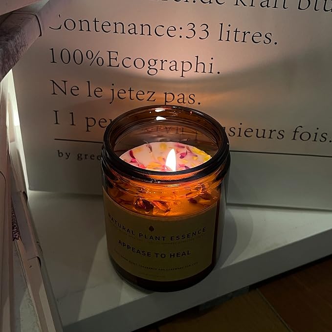 Lavender Scented jar Candles for Women Jar Candle 7oz Burns 30 Hours. Handmade Soy Wax Healing Candle Ideal for Bedroom, Kitchen, Bath