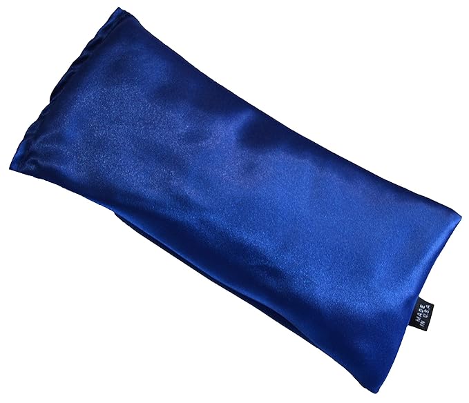 Lavender Eye Pillow - Hot or Cold Weighted Satin Eye Mask perfect for Sleeping, Yoga, Meditation - Gifts for Women, Birthday, Teachers - Natural Herbal Relaxation (Sapphire)