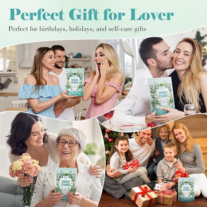 W&E Choice Shower Steamers Aromatherapy 18 Pcs- Shower Bombs Birthday Gifts for Women, Eucalyptus Mint Essential Oils for Daily Relaxation & Stress Relief, Gift for Women & Men, Mom, Teen