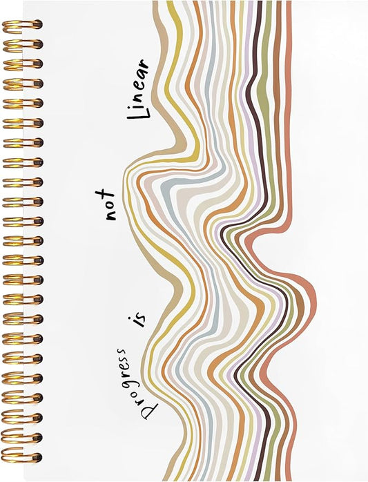 BearCake Positive Affirmations Gifts, Inspirational Motivational Notebook Journal Inspirational Gifts for Women,Progress is not Linear Hardcover Spiral Notebook 5.5x8.3