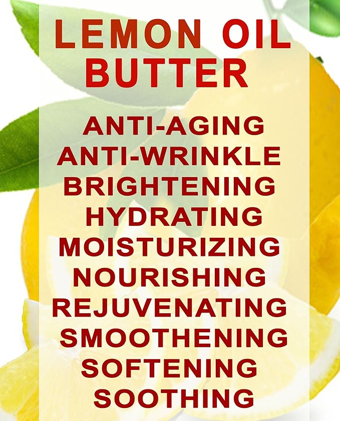 Botanical Beauty LEMON OIL BUTTER 100% Natural Pure VIRGIN UNREFINED RAW Cold Pressed. Lemon essential Oil, Shea Nut Butter Butyrospermum Parkii for Face, Skin, Body, Hair, Nails (4 Fl Oz)