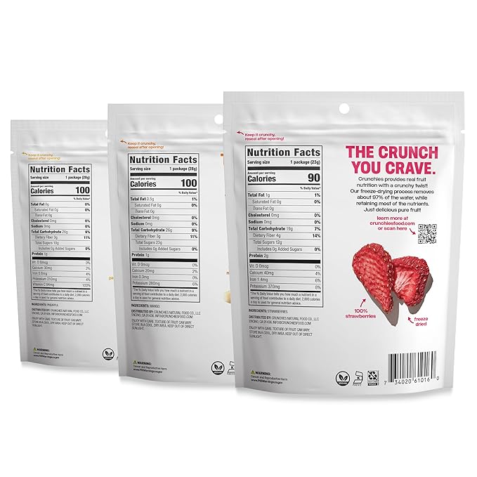 Crunchies Freeze-Dried Fruits, 100% All Natural Crispy Fruit, Non GMO and Kosher, Resealable Freeze Dried Fruit Snack Packs, Pack of 6 (Tropical Variety Pack)