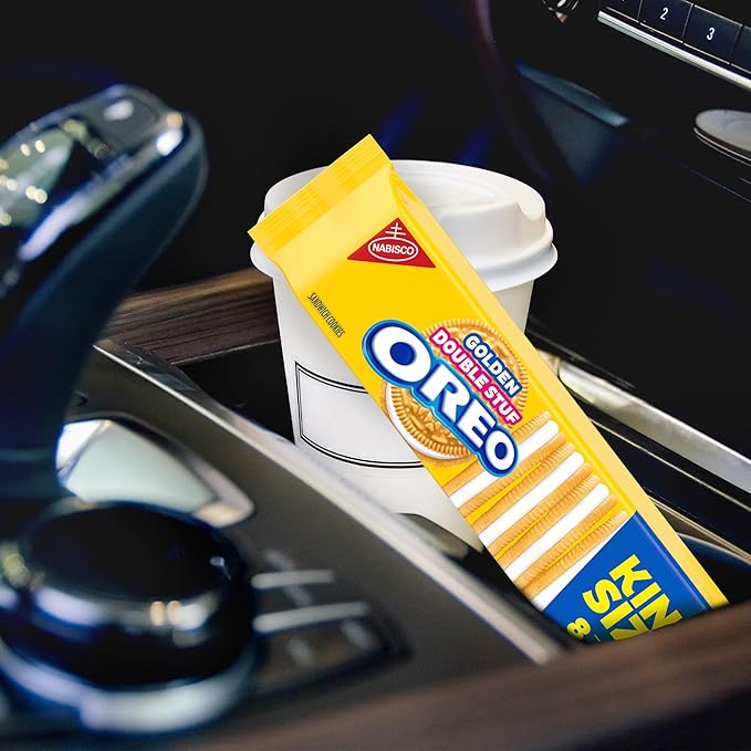 OREO Double Stuf Golden Sandwich Cookies, King Size, 12 Snack Packs (8 Cookies Per Pack)