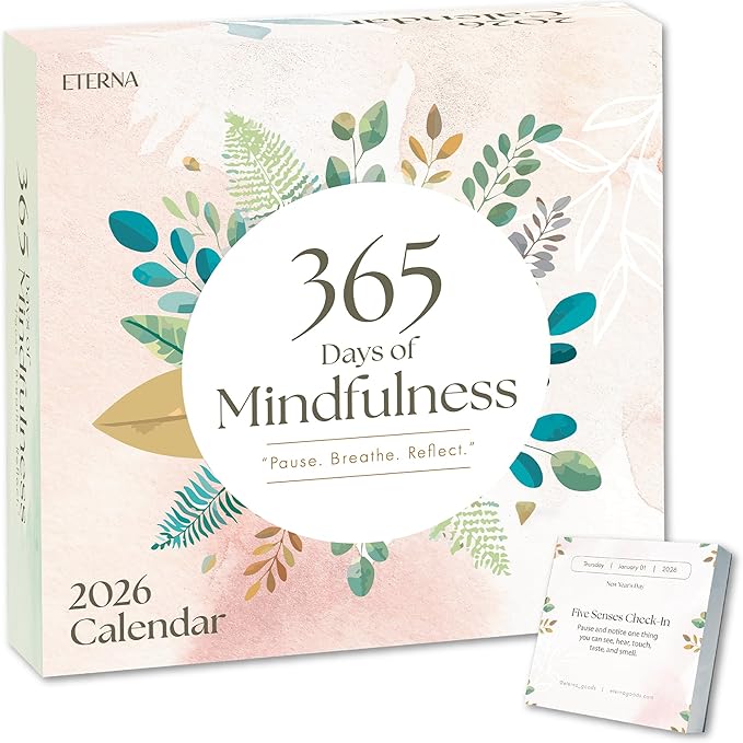 2026 Mindfulness Daily Desktop Calendar | Day To Day Tear Off Calendar with 365 Positive Affirmation Exercises for a Year of Calm Self Care, Box Calendar Gift For Women, Christmas Stocking Stuffer Gift for Home or Office