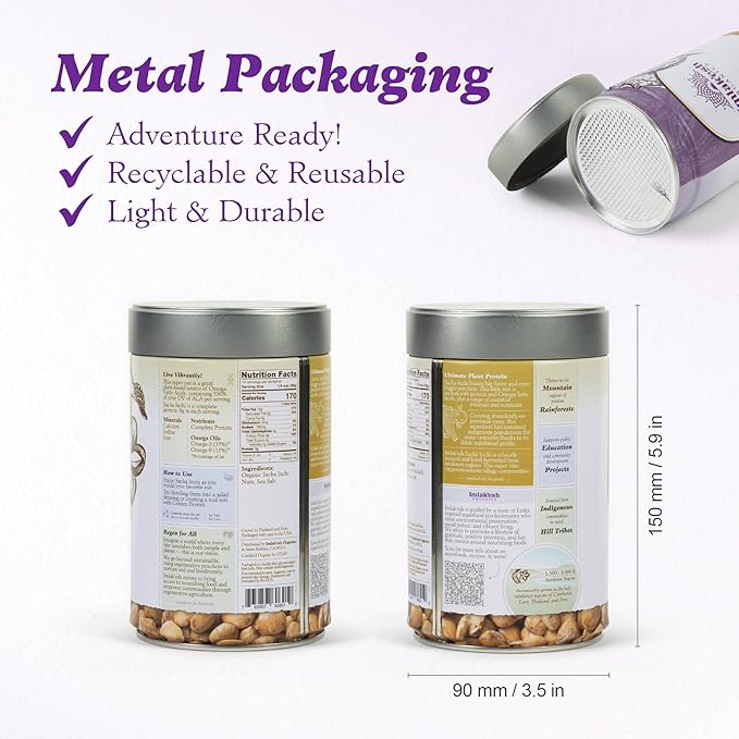 Imlakesh Organics Sacha Inchi Nuts (14oz Metal Jar)