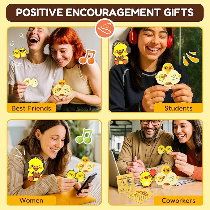 Positivity Duck Gifts For Duck Lovers Crochet - Daily Affirmation Cards, Funny Support Coworker Birthday Gifts For Women Unique, Cute Back To School Teen Girl Gift Trendy Stuff