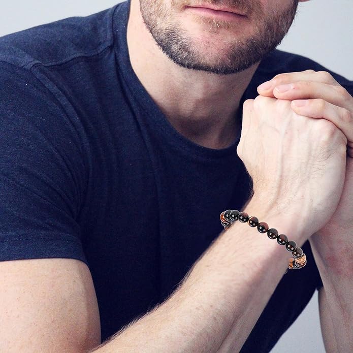 Energy Protection Crystal Handmade Adjustable Bead Bracelet Perfect for Men, Women’s Gift - Gemstone Healing Stretch Bracelet Pulsera Para Hombre Mujer Stocking Stuffer