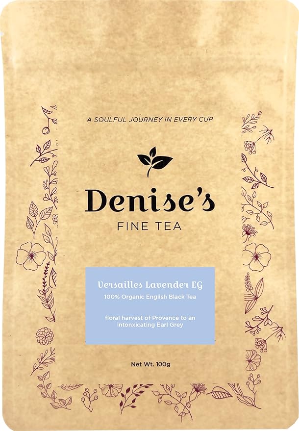 Denise's Fine Tea, USDA Organic, Versailles Lavender Earl Grey, Black Tea, Loose Leaf (100g)