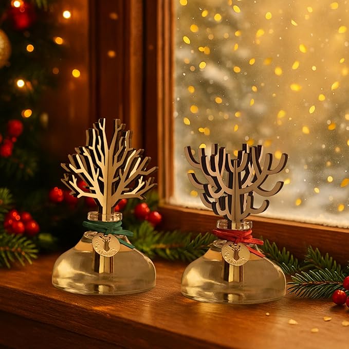 Aronica Christmas Diffuser 120ml / 4floz- Pine Wood Scent, Eucalyptus Mint Essential Oil Reed Diffuser, Fir Tree Scent Oil Classy Christmas Home Decor Holiday, Luxury Skandinavisk High End Oils