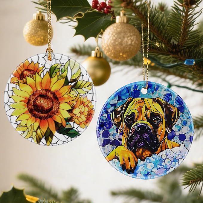 Bullmastiff Dog Ornaments, Christmas Ornaments: Christmas Tree Decorations, Holiday Decor, Stocking Stuffers, Gift Ideas, Xmas Gift, Pet Lover Gifts & Gifts for Dog Lover