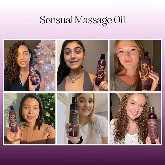 Aromatherapy Sensual Massage Oil for Couples - Relaxing Full Body Massage Oil for Date Night with Sweet Almond Oil - Vegan Lavender for Massage Therapy Smooth Gliding Formula 8 Fl Oz