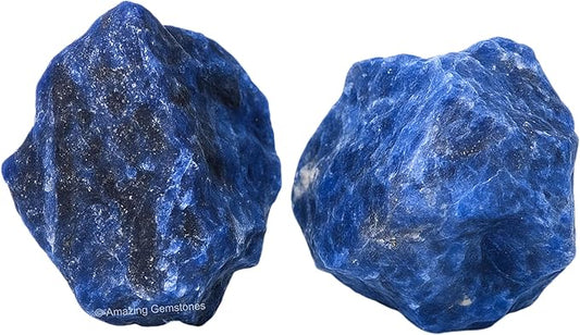 Amazing Gemstone 2 Pieces Sodalite Raw Crystals and Healing Stones, Natural Rocks for Tumbling and DIY Raw Stones and Crystals