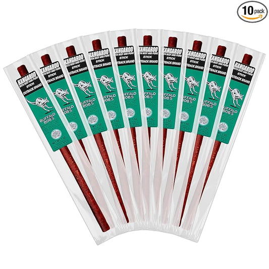 Buffalo Bob's Wild Game Meat Snack - Kangaroo with Beef and Pork Outback Stick 10 Pack